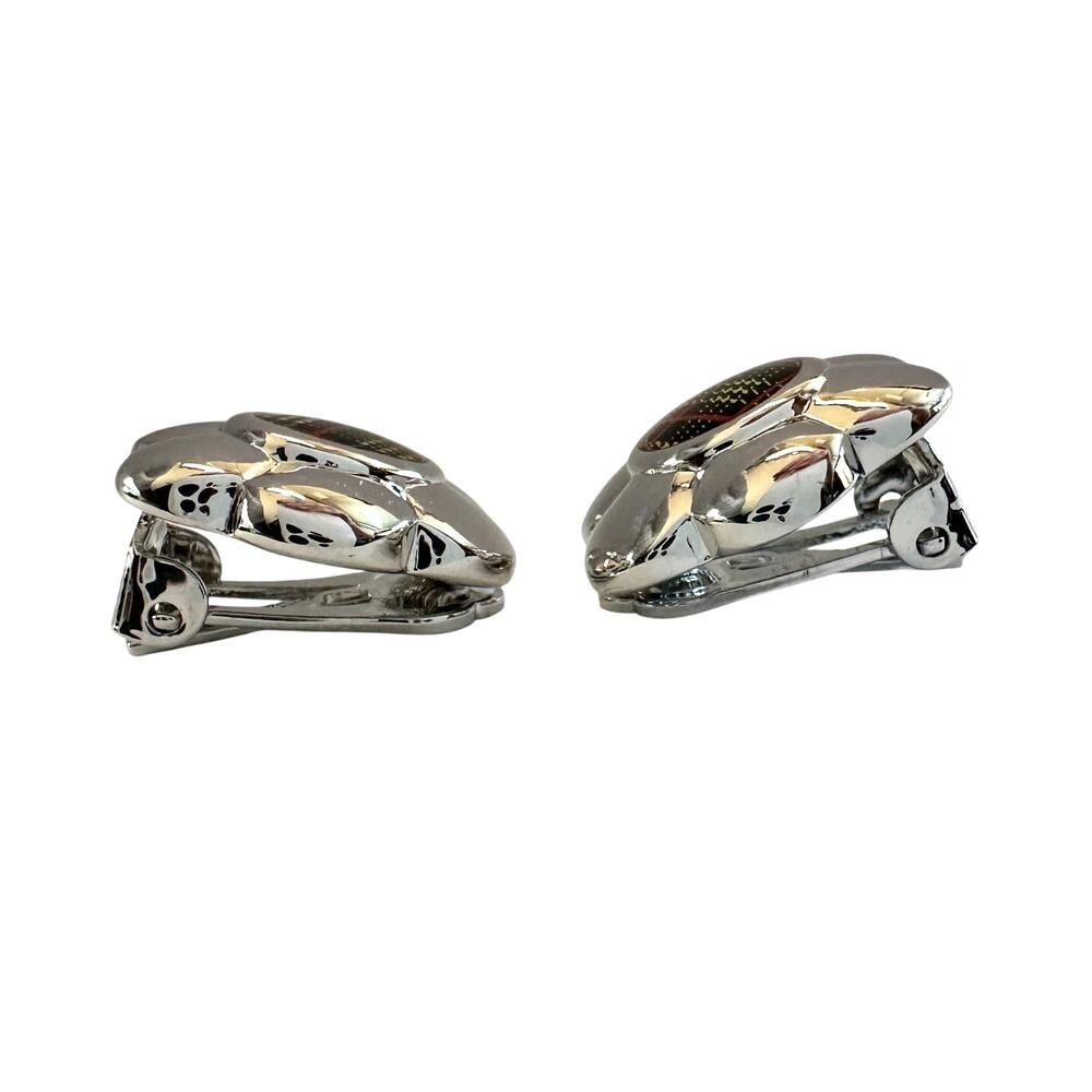 Burberry Nova Check Flower Clip-On Earrings - Vintage Burberrys - Picture 3 of 9